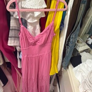 Pink Sleeveless Dress with Eyelet Details